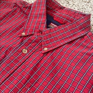 Wrangler Jeans Co Red Plaid Long Sleeve Cool River Cotton Button Down Shirt. XL